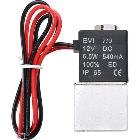 1 vanne air électrique aluminium 1/4" NPT 2 voies normalement fermée 12V (1/5)