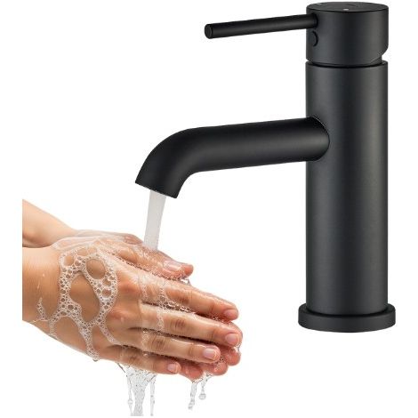 Robinet de lavabo Noia - Noir - Acier inoxydable - Résistant à la corrosion - Design moderne (1/3)