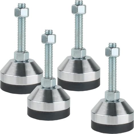 Juego de 4 patas niveladoras M10 x 50 mm, almohadillas antideslizantes de 60 mm, soportes ajustables para máquinas, bancos de trabajo y muebles, color negro. (1/5)