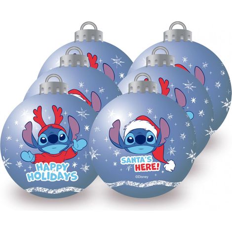 Lot de 6 Boules de Noël - Lilo & Stitch happy - 8 cm (1/3)