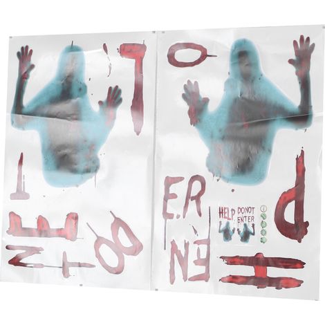 Lot de 4 feuilles d'autocollants muraux « Hantise et Zombie Sanglant » pour Halloween, salon, chambre, vitrine, décoration de fêtes. (1/5)