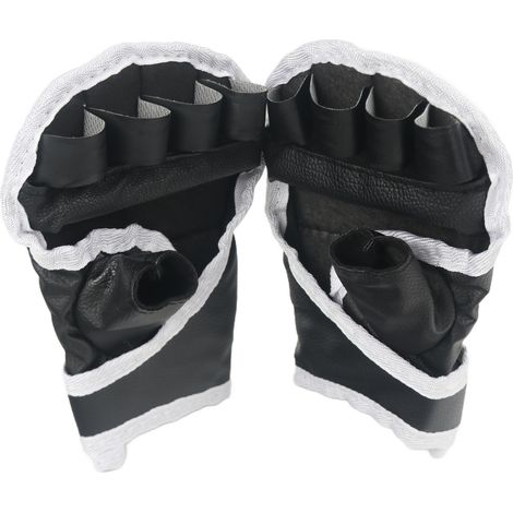 Gants de combat demi-doigts avec paume respirante - Pour le taekwondo et le travail au sac - 1 paire - Noir - (M-XXL) (1/4)