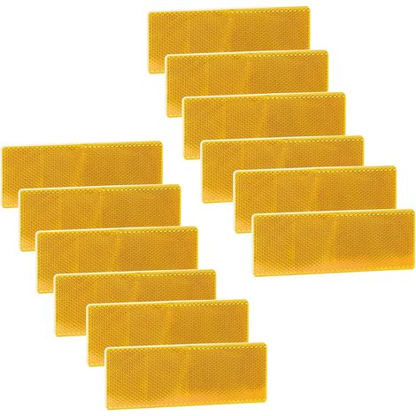 12 x Rectangular Reflectors, 14.5 x 5 cm Reflective Warning Plate Tape Car Bicycle Reflector Safety Reflectors for Trucks, Trailers, Caravans (1/5)