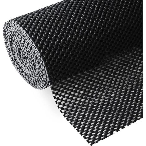 Revêtements d'étagère, 50 x 150 cm, non adhésifs, enroulables, antidérapants, durables et résistants au nettoyage, adaptés aux armoires, cuisines et meubles de rangement, noirs (1/4)