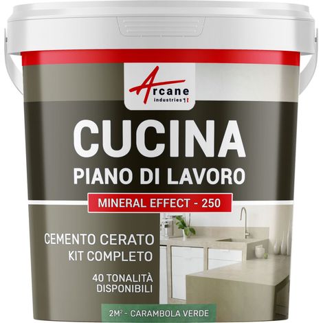 Microcemento cucina: per piano di lavoro e pavimento della cucina - 2 m² (in 2 strati) Verde Carambola - ARCANE INDUSTRIES