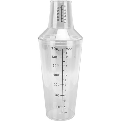 Set de shaker à cocktail transparent 700 ml avec graduation, anti-fuite, usage bar et barman. (1/5)