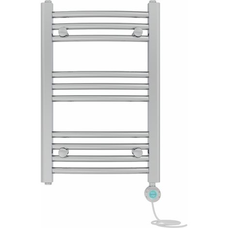 Pre-filled Electric Curved Heated Towel Rail Radiator Thermostatic 600x400mm Chrome (1/5)