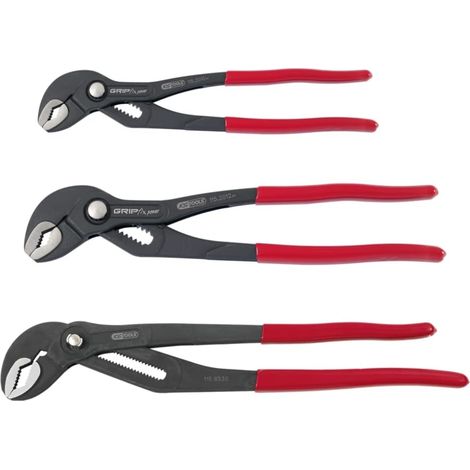 Kstools – Lot de 3 pinces multiprises à verrouillage 10'' – 12'' – 16'' – Acier chrome vanadium – Norme DIN 8976 – Protection anti pincement (1/6)