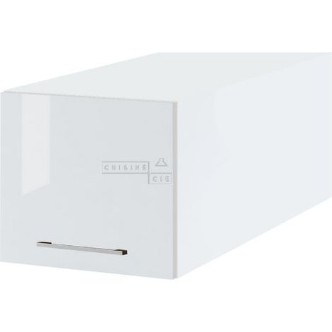 Meuble haut grande profondeur de cuisine Bellissi Blanc Brillant 1 porte relevable L 40 cm - Porte avec poignée apparente White (1/5)