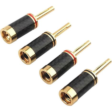 4pcs Audiophile Câble d Enceinte Connecteur Banana Bouchon Copper Carbon Fiber HiFi Adaptateur Audio pour Ampli Enceinte (1/5)