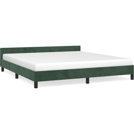 Cadre de lit avec tête de lit Vert foncé 180x200 cm Velours (1/5)