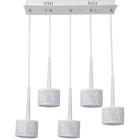 Lampadario da soffitto a sospensione a led 50 watt con paralumi rotondi bianchi lampada sospesa tripla accensione (1/5)