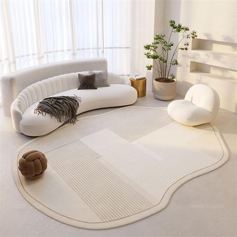 JSSEVN - Unregelmäßiger ovaler Teppich, moderner Teppich in Kaschmiroptik, rutschfest und waschbar, Fußmatte fürs Schlafzimmer, moderner Wohnzimmerteppich, 200 x 300 cm (1/5)