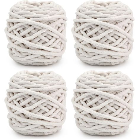Lot de 4 pelotes de fil à tricoter type fil glacé, couleur beige (1/5)