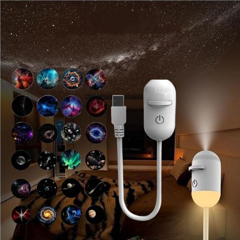Projecteur De Galaxie 2 En 1, Projecteur D'éToiles Usb Avec Luminosité RéGlable, Mini Projecteur De LumièRe De Galaxie For DéCoration Murale De Plafond De Chambre à Coucher (1/5)
