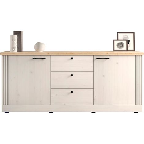Madia shabby Winchester 2 ante e 3 cassetti colore bianco meringa e rovere Cadiz 211x44x88H (1/5)