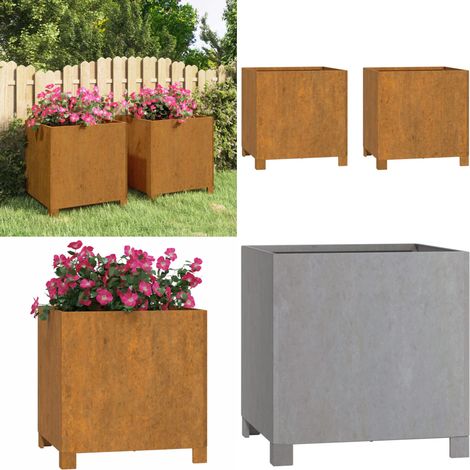 Jardinières avec pieds 2 pcs Rouillé 42x40x43 cm Acier corten - Jardiniere - Pot De Fleurs - Acier Corten - Bac À Fleurs - Déco Jardin - Home & Living (1/5)