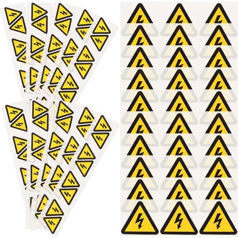 Autocollants D’avertissement de Chocs Électriques Jaunes Triangulaires 30 Pcs Haute Adhérence pour Équipements Industriels et Panneaux de Sécurité (1/5)