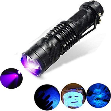 UV Flashlight, 300LM Zoomable 395nm Ultraviolet Mode at 395nm for Dog Stain Detection, Passport Money Check, Cosmetics, etc. (1/5)