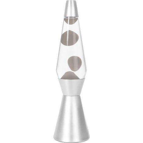 ACKERMAN XL1785 Lampe à lave 36 cm avec base argentée, liquide transparent et cire blanche (1/2)