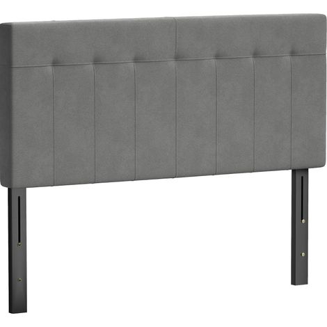 Höhenverstellbares Bettkopfteil 140 cm grau in Samtoptik mit Metallbeinen (1/5)