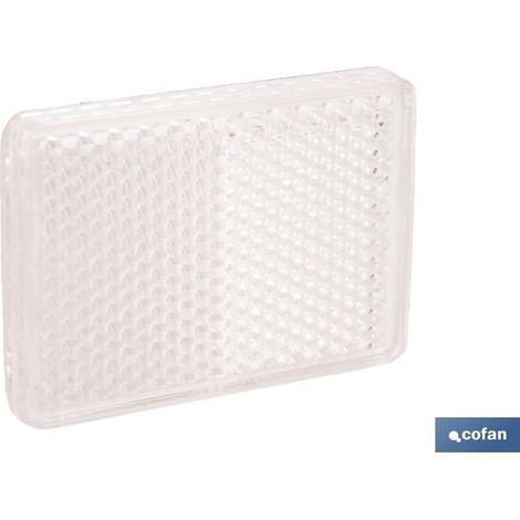 Catadióptrico rectangular blanco 56 x 39 mm con adhesivo resistente al clima (1/4)