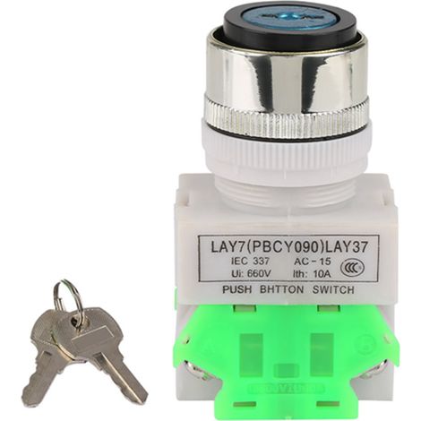 Commutateur rotatif à 3 positions avec 2 clés, montage 22 mm LAY37-20Y/31 (1/5)