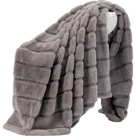 Felldecke für Couch, Dicke weiche Plüsch-Winterdecke für Sofa, Schlafzimmer, Wohnzimmer, 130 x 160 cm, Grau (1/4)