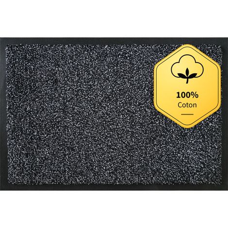 Tapis d'Entrée Antidérapant en Coton, Anthracite 100 x 150 cm (1/5)