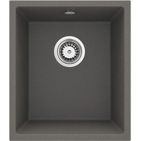 Évier de cuisine encastré sous plan en granit, 1 cuve 38 x 44 cm, anthracite métallisé - Aelo