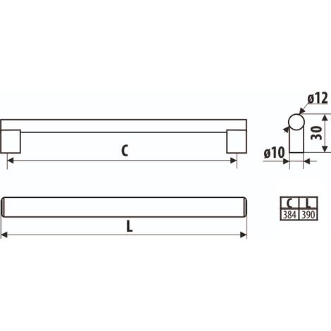 Rail RE81, chrome satiné, 384 mm