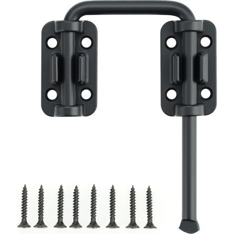 Türriegel für den Außenbereich, 10 x 8 cm, praktischer Türriegel, Edelstahl-Innentürriegel, Schiebetürriegel für Türen, Fenster und Zäune, schwarz