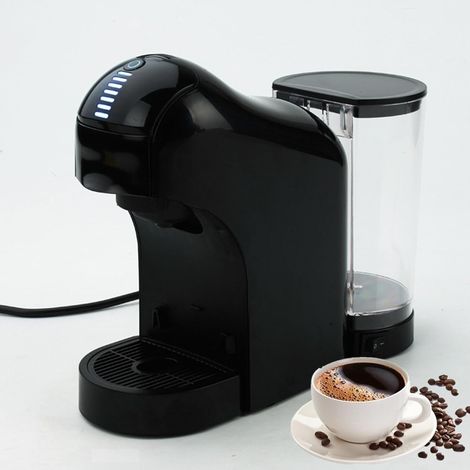 Machine à expresso 20 bars, cafetière à dosettes, réservoir d'eau amovible de 800 ml, machine à cappuccino et latte pour la maison, noire (1/5)