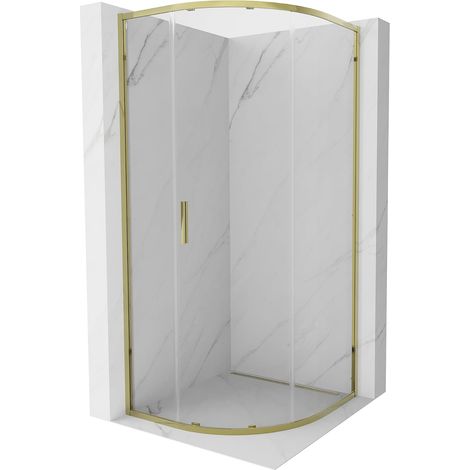 Mexen Exo cabina doccia semicircolare scorrevole 70 x 70 cm, trasparente, oro - 8131-070-070-50-00 (1/5)