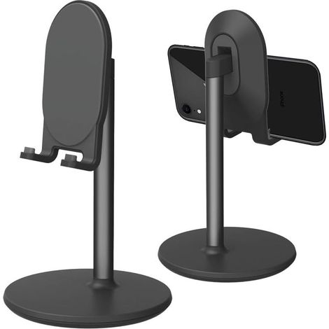 Support Téléphone Bureau - Réglable 5° à 45° - Compatible Smartphone et Tablette 4" à 12,9" - Base Poids + Antidérapante - Aluminium Allié ABS Silicone - 1 Pièce (1/5)