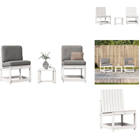 Salon de jardin 3 pcs blanc bois massif de pin - Salon De Jardin - Mobilier De Jardin - Chaises De Jardin - Table De Jardin - Bois Massif (1/5)