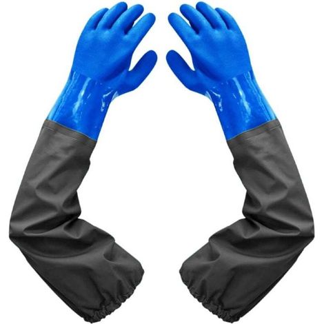 Gants imperméables en caoutchouc, 27 pouces, poignets élastiques, doublure épaisse, adaptés à l'industrie chimique, à l'agriculture et à la pêche (1/4)