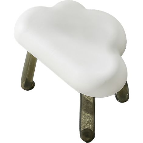 Tabouret enfant en forme de nuage, plateau transparent, pieds en plastique fin, blanc. Cadeau idéal pour la décoration intérieure.