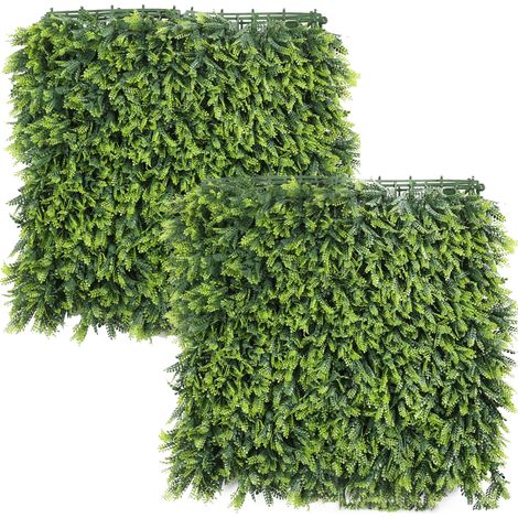Lot de 2 panneaux de haie artificielle 50×50 cm – brise-vue jardin, écran d’intimité, mur végétal en gazon synthétique décoratif