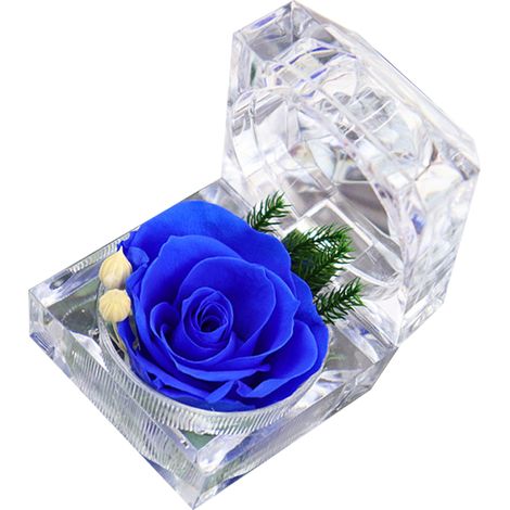 Rose Préservée - Boîte À Anneau Transparente En Acrylique - Cadeau Pour Anniversaire, Saint-Valentin, Noël, Fête Des Mères - 1 Pièce (1/5)