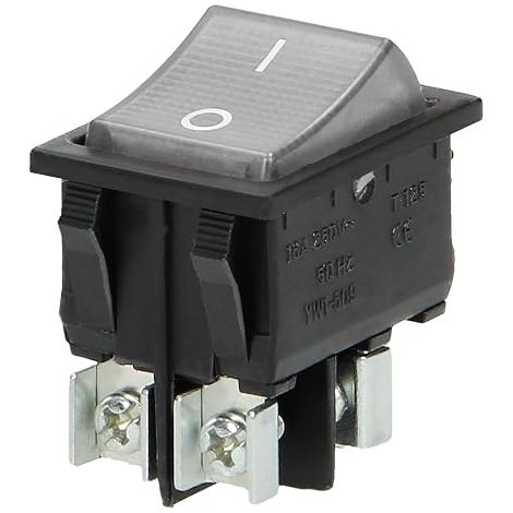 Switch with Indicator Light Switch with Backlit Button On-Off Button Recessed Rocker for Cockpit Installation or Power Strip Black Housing, Neutral Button (1/4)
