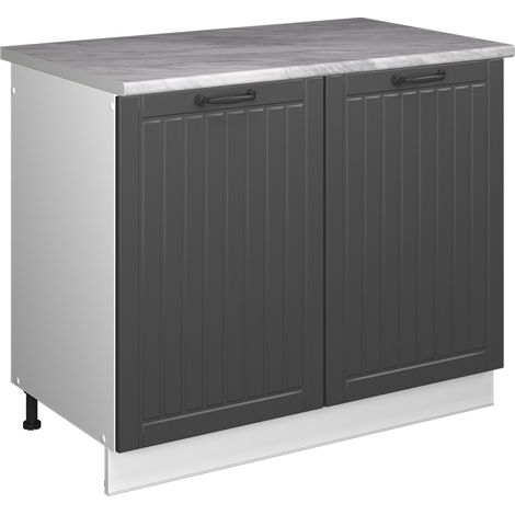 Spülenunterschrank Fame-Line, Dunkelgrau/Weiß, 100 cm, AP Marmor, Vicco (1/5)