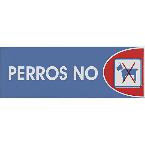 Señal adhesiva "Perros No" de PLÁSTICO, 6x18 cm, uso interior y exterior, alta visibilidad