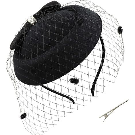 Chapeau bibi à nœud papillon, serre-tête pour femme, idéal pour le Kentucky Derby, les tea parties et les mariages, avec pince à cheveux pour voile. (1/2)