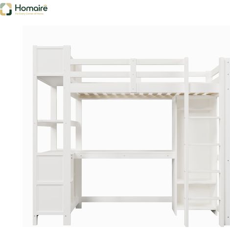 Cadre de lit blanc avec rangement en blanc 232,5 x 100 x 189,5 cm HOMAIRE (1/5)