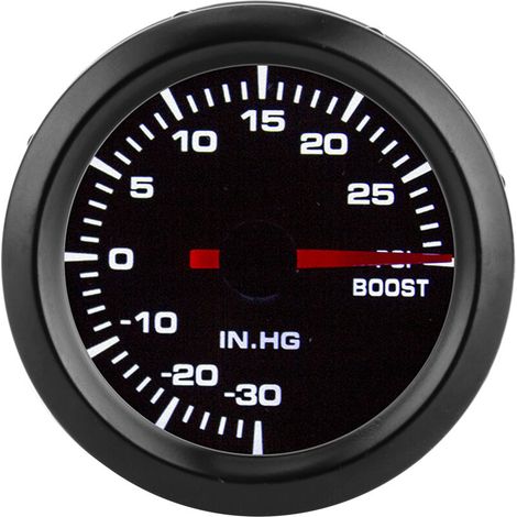 Jauge de Suralimentation Turbo, Compteur de Suralimentation 2in 12V Turbo -30-30PSI Plage de Mesure Manomètre Lumière Blanche Universelle (1/5)