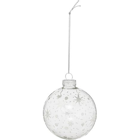 Déco Sapin Boule de Noël en Verre D 8 cm argent décor flocons - Feeric Christmas