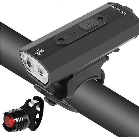 Kit d'éclairage vélo étanche et rechargeable avec phare LED puissant de 1200 mAh - Avant et arrière, luminosité de 300 à 400 lumens, pour VTT et vélos hybrides.