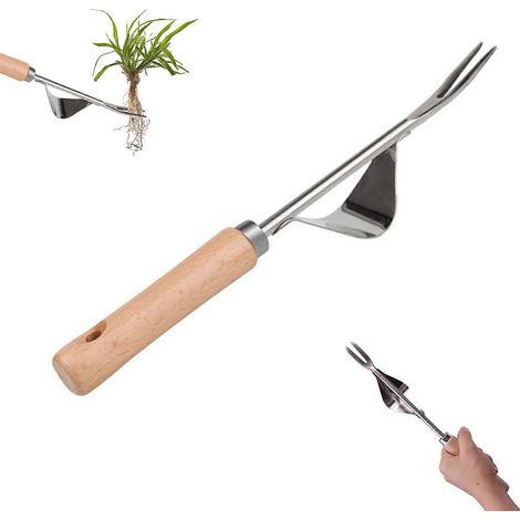 Outil de désherbage manuel, arrache-mauvaises herbes de jardin avec long manche, outil de désherbage pour pavés, en acier inoxydable, outils de désherbage à racines profondes (1/5)