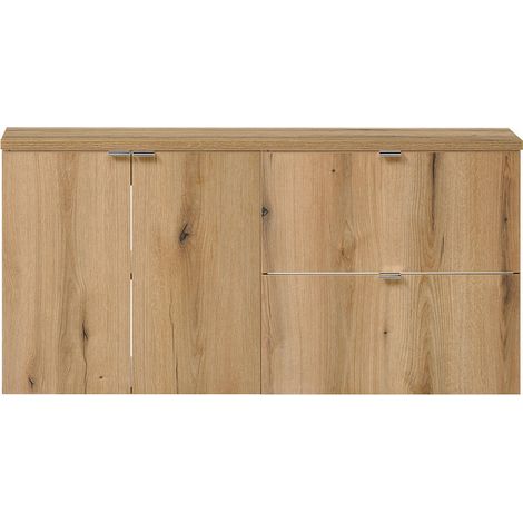 Set NEWPORT 2 Mobili Pensili Sottolavabo con Piano di Lavoro 120x60x40 cm Effetto Rovere [en.casa]